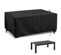 Hohong Rectangular Coffee Table Cover Waterproof, 500D Heavy Duty Oxford Fabric Garden Table Cover, Outdoor Table Covers with Drawstring and Air Vents-111x63x40cm