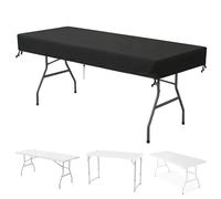 Hohong Rectangular Garden Table Top Cover Waterproof 160x100x15 cm, Outdoor Table Cover 420D Heavy Duty Oxford Fabric Windproof Garden Furniture Covers, Patio Furniture Top Covers - Black