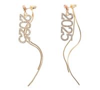 Hohopeti 1 Pair 2025 Earrings Earring for Her Long Charm Earrings Number Jewelries Chandelier Tassel Earrings Earring for Her Year Earring 2025 Year Earrings Vintage Earrings Alloy