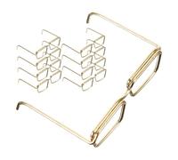 Hohopeti 10 pcs Miniature Doll Dress Up Glasses Frames Gold Metal Wire Round No Lens Eyewear for Doll Decoration and Fashionable Accessories and