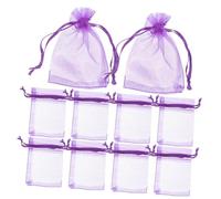 Hohopeti 100Pcs Dark Purple Organza Candy Bags with Drawstring Closure Lavender Pouches for Party Favors Wedding Decorations and Treats Sheer Air-permeable with Smooth Supple Texture