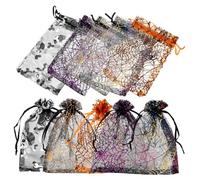 Hohopeti 100Pcs Halloween Spider Web Gauze Drawstring Bags Lightweight Gift Storage Pouches for Candy and Small Party Favors Portable Bundle