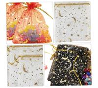 Hohopeti 100pcs Star Moon Organza Drawstring Bags 7x9cm Mixed Colors Wedding Favor Pouches Candy Bags Jewelry Pouches for Party Packaging Random Color