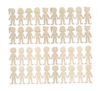 Hohopeti 100pcs Unfinished Wooden Boy and Girl Cutouts for DIY Crafts Natural Safe Wood Shapes for Hands Learning Creative Home Decor and Christmas Party Decorations