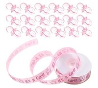 Hohopeti 101pcs Mini Shower Pacifiers Set Pink Ribbon Acrylic Shower Favors for Girl Birthday Party Decorations
