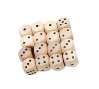 Hohopeti 10pcs 16mm Six-sided Natural Wood Dice Set with 1.6cm Dots for Board Games, Math Teaching, and Family Entertainment