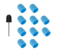 Hohopeti 10pcs Blue 180# Nail Sanding Caps with Grinding Head Manicure Grinding Bits Set for Nail Drill Machine Pedicure Tool Replacement Caps for Professional Art and Cuticle Removal