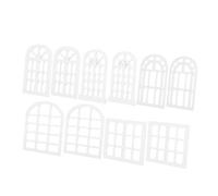 Hohopeti 10pcs Dollhouse Miniature Accessories Open Miniature Window Tiny Window Model Furniture Mini Beige