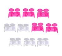 Hohopeti 10pcs Double Hole Nail Art Liquid Cups with Lid White and Rosy Manicure Equipment Acrylic Nail Tools for Professional and Salon Use