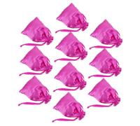 Hohopeti 10pcs Drawstring Cosmetic Bags for Women Travel Makeup Pouch Compact Lightweight Satin Jewelry Organizer Pouches Stylish Rose Red