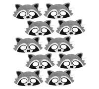 Hohopeti 10pcs Jungle Animal Felt Masks for Lightweight Cartoon Raccoon Half Face Eye Covers Vibrant Colors for Birthday Party Halloween Cosplay Role Play and Themed Decorations