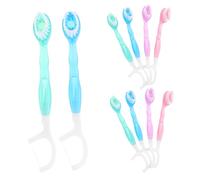 Hohopeti 10pcs Mini Disposable Toothbrushes with Floss Portable Soft Bristle Oral Cleaning Brushes for Travel Business Trips Office Outdoor Use Compact Single Use Pack for Convenient Mouth