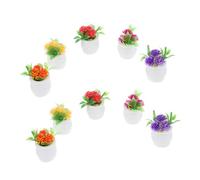 Hohopeti 10Pcs Miniature Artificial Potted Plants Tiny Bonsai Models for Indoor Outdoor Home Garden Decoration Fadeless for Mini Houses Micro Landscapes