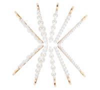 Hohopeti 10pcs Pearl Bobby Pins Hair Clip Set Copper Barrette Hair Accessories for Women Elegant Side Hairpin for Party Banquet White Per Set