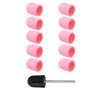 Hohopeti 10pcs Pink 80# Nail Drill Bit Sanding Caps with Grinding Head Nail Polisher Sand Cap Set for Manicure and Cuticle Removal