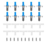 Hohopeti 10pcs Rabbit Waterer Nipple Drinkers with White Three-way Connector Metal Water Feeding Devices for Small Animal Cages Farm Bunny Water Dispensers
