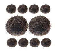Hohopeti 10Pcs Rattan Bird Nest Ornaments Realistic Decorative Nests for Home Garden and Seasonal Displays for Easter and Spring Decor Durable and Vivid Craftsmanship