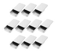Hohopeti 10Pcs Rectangular Sliding Lid Iron Storage Boxes for Floss Lip Balm Craft Supplies Portable Metal Containers with Lids Silver Organizers for Travel and Christmas
