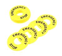 Hohopeti 10Pcs Replacement Emergency Stop Ring Push Button Alarm Sign Yellow Bright Warning Label for Quick Installation and Alert in Critical Situations