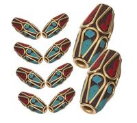 Hohopeti 10pcs Tibetan Copper Column Beads for DIY Bracelets Necklaces Earrings Antique Style Nepalese Buddhist Spacer Beads for Jewelry Craft Versatile Handmade Accessories