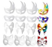 Hohopeti 12 Pcs Blank Paper Masks for Decorating Lightweight Comfortable Masquerade Costume Masks for Party Cosplay Halloween Includes Swan Butterfly Cat Designs