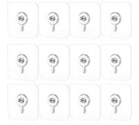 Hohopeti 12 Pcs Seamless Adhesive Screw Hooks Square Shape Acrylic Base 6x6cm Strong Wall-Mounted Hanging Hooks for Bathroom Kitchen Towels Coats