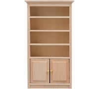 Hohopeti 12 Scale Mini Wooden Bookshelf with Opening Door and Gold Handle, Small Dollhouse Furniture for Study Room Micro Scene Decor, Miniature Bookcase for Dollhouse Accessories