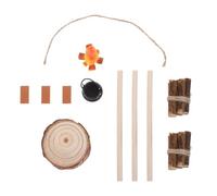 Hohopeti 12 Scale Miniature Dollhouse Campfire Set with Hanging Stove and Kettle, Realistic Firewood Models, Miniature Wood Slice Base, Fairy Garden Camping and Dollhouse Stove Accessories