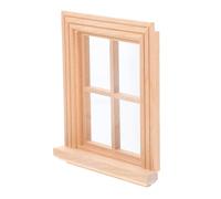 Hohopeti 12 Scale Miniature Dollhouse Window Frame DIY Unpainted Four-Panel Mini Furniture Accessory for ’S Pretend and Mini House Decoration