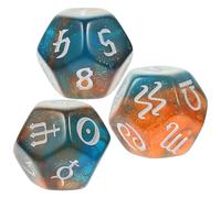 Hohopeti 12-Sided Astrological Dice Set 20Mm, 3Pcs Polyhedral Tarot Dice with Zodiac Symbols for Divination and Tabletop Gaming Accessories