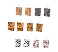 Hohopeti 12Pcs Animal Print Paper Bags Portable Kraft Party Pouch with Leopard Zebra Giraffe Cow Patterns for Wrapping Candy Jewelry and Baking Storage