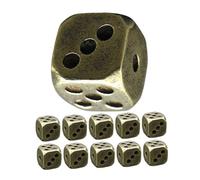 Hohopeti 12pcs Antique Brass Dice with Rounded Corners for Poker Parties and Tabletop Games, Vintage Style Metal Game Dice with Comfortable Grip and Unique Artistic Charm