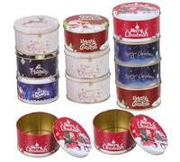 Hohopeti 12pcs Assorted Color Christmas Candy Boxes Tinplate Storage Containers for Festival Supplies Small Gift Fruits Biscuits Candy Cases