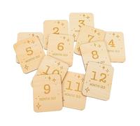 Hohopeti 12pcs Baby Milestone Wooden Slices Printed Designs, 100x78mm Basswood Rounded Edges, Wooden Photo Props for Newborn Monthly Memory Keepsake