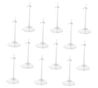 Hohopeti 12pcs Clear Doll Display Rack with Adjustable Bracket Fixed Height Doll Stand Base for Showcase Storage and Support Suitable for Dress Up and Make-believe Games
