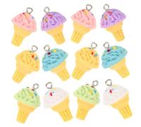 Hohopeti 12pcs Ice Cream Shaped Jewelry Charms Set for Diy Necklace and Bracelet Making, Mixed 6 Colors Resin Pendant Accessories for Crafting and Decorating