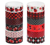 Hohopeti 12pcs Ladybug Washi Tape Set, Decorative Adhesive Paper Tape for DIY Scrapbooking, Journaling, Planner, and Crafting Cute Insect Patterns