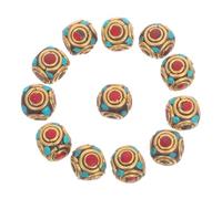 Hohopeti 12PCS Large Hole Brass Spacer Beads Tibetan Buddhist Beads for Jewelry Making Tibetan-Style for Bracelets Necklaces Earrings Keychain Craft Accessories