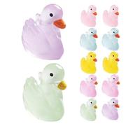 Hohopeti 12Pcs Luminous Mini Resin Swan Figurines Set, Colorful Glow-In-The-Dark Animal Figures for Dollhouse Decoration and Micro Landscape Display, 6 Colors Per Set