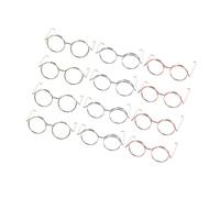 Hohopeti 12Pcs Mini Doll Glasses Copper Wire Eyewear Doll Accessories Rimmed Lensless Frames and Decor in Rose Gold Silver Gold