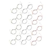 Hohopeti 12pcs Miniature Copper Wire Doll Glasses Frames for Doll Dress Up Lensless Accessories in Rose Gold Silver Gold Compatible with Various Types