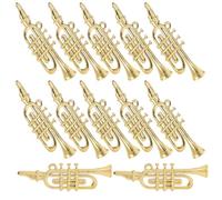 Hohopeti 12Pcs Miniature Musical Instrument Ornaments Christmas Tree Decorations, 7.5Cm Gold Mini Saxophone and Trumpet DIY Wreath Accessories for Holiday and Dollhouse