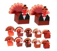 Hohopeti 12pcs Thanksgiving Treat Boxes with Square Bottom Paper Candy Wrapping Boxes in Multiple Colors for Fall Harvest Party Favors Goodies Family Gatherings