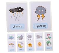 Hohopeti 12Pcs Weather Sight Words Flash Cards for Early Educational Learning Portable Word Cards with Bright Cartoon Design for S Cognition and Recognition