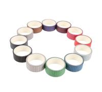 Hohopeti 12Rolls Washi Tape for Crafts and Journaling Writable Grid and Solid Color Decorative Stickers Repositionable Scrapbooking Tape for DIY Planner Wrapping and Art Projects