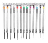 Hohopeti 13pcs Watchmaker Screwdrivers Set 0.6mm-2.0mm Precision Screwdriver Kit for Watch and Eyeglass Repair with Plastic Handles Suitable for Jewelry and Electronics Maintenance