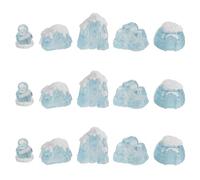 Hohopeti 15pcs Mini Winter Landscape Figurines Set - Resin Penguin Ornaments, Snow Mountain, Igloo Iceberg Decorations - ’ Craft Animal Figures for Christmas Cake, Aquarium Desktop Display