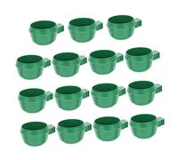 Hohopeti 15pcs Parrot Feeder Bird Food Feeding Bowls Plastic Green Small Clip-on Bird Cage Feeding Containers for Pet Parrots and Small