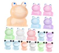 Hohopeti 16 Pcs Mini Resin Frogs Glow Dark Tiny Luminous Frog Figurines Multi-color Miniature Animal Decor for Garden Desk Dollhouse Office Space-saving Collectible Ornaments