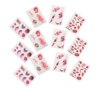 Hohopeti 16 Sheets Halloween Zombie Scar Tattoo Stickers Temporary Fake Wounds Bruises for Face Body Easy Apply Horror Makeup for Cosplay Parties Carnivals and Halloween Events